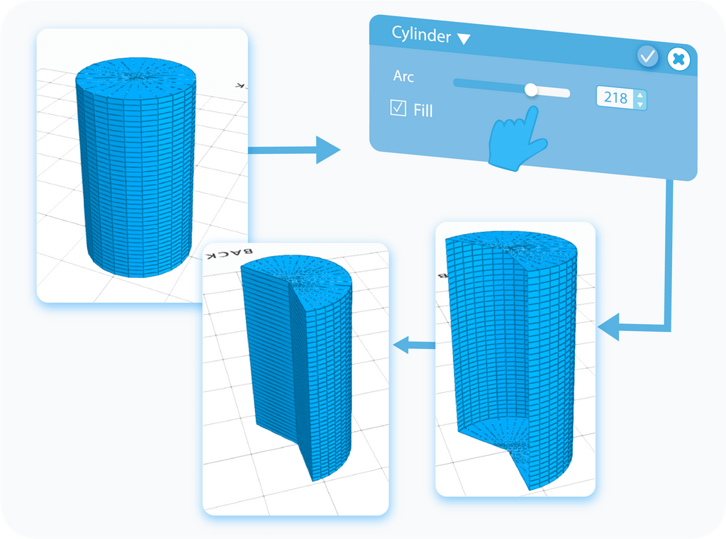 Customizing the Arc and Fill of the shape with slider or text-box